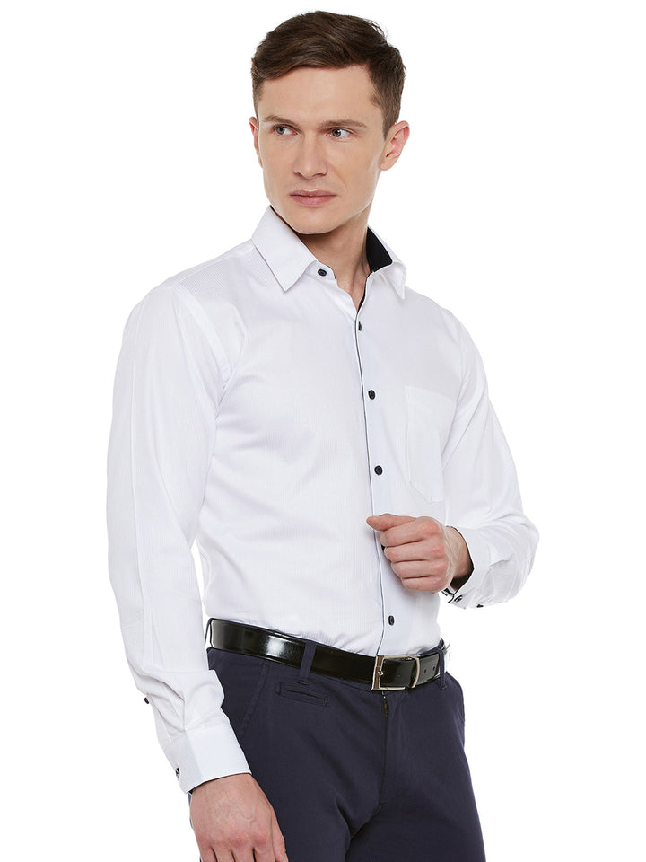 Men White Solid Pure Cotton Slim Fit Formal Shirt