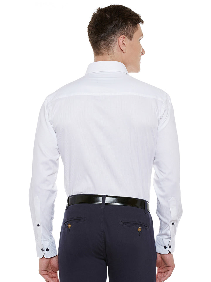 Men White Solid Pure Cotton Slim Fit Formal Shirt