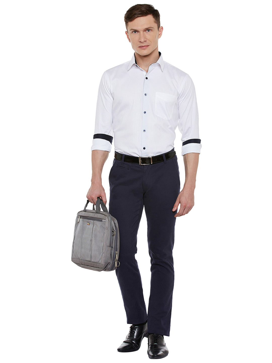 Men White Solid Pure Cotton Slim Fit Formal Shirt