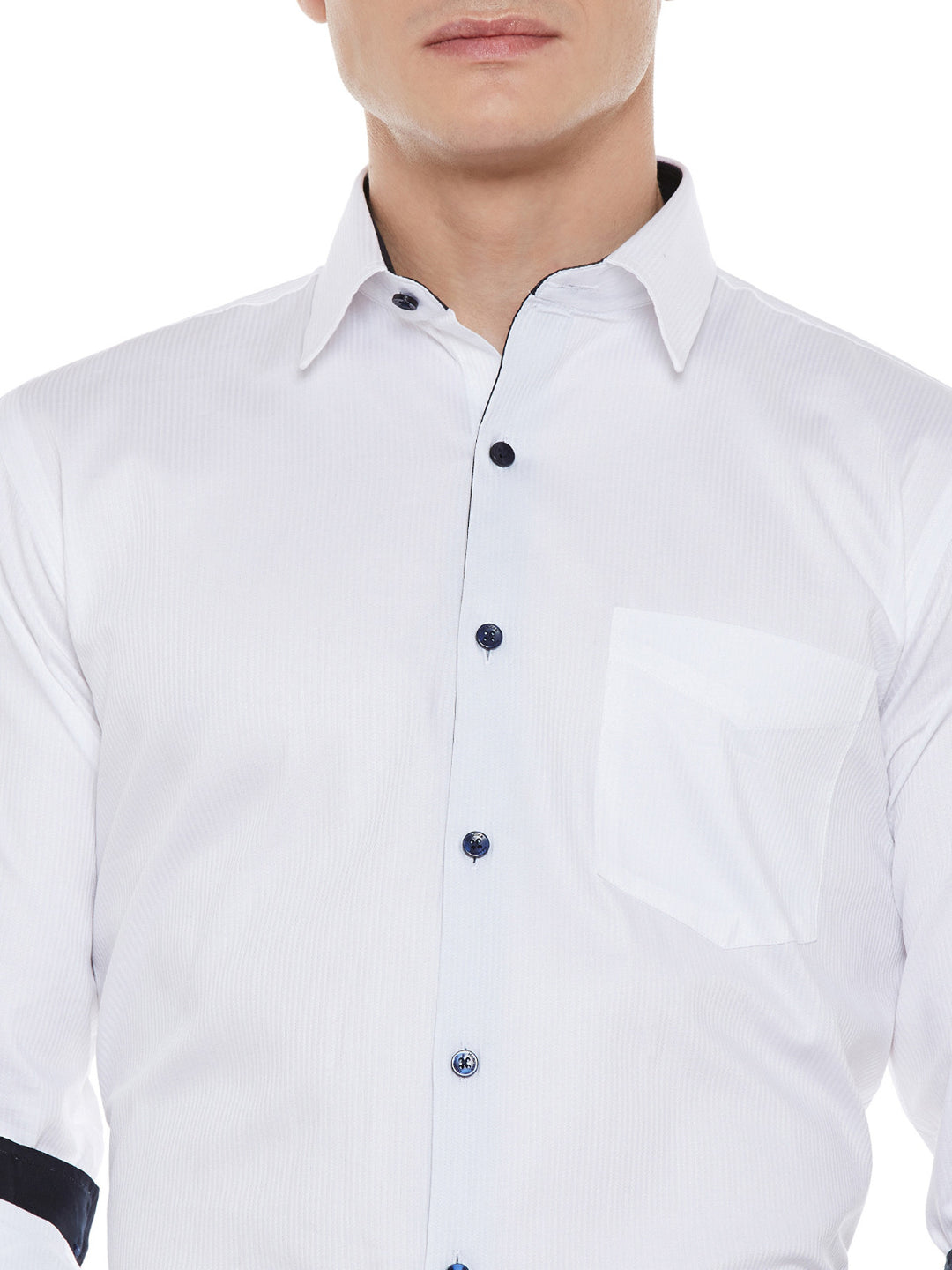 Men White Solid Pure Cotton Slim Fit Formal Shirt