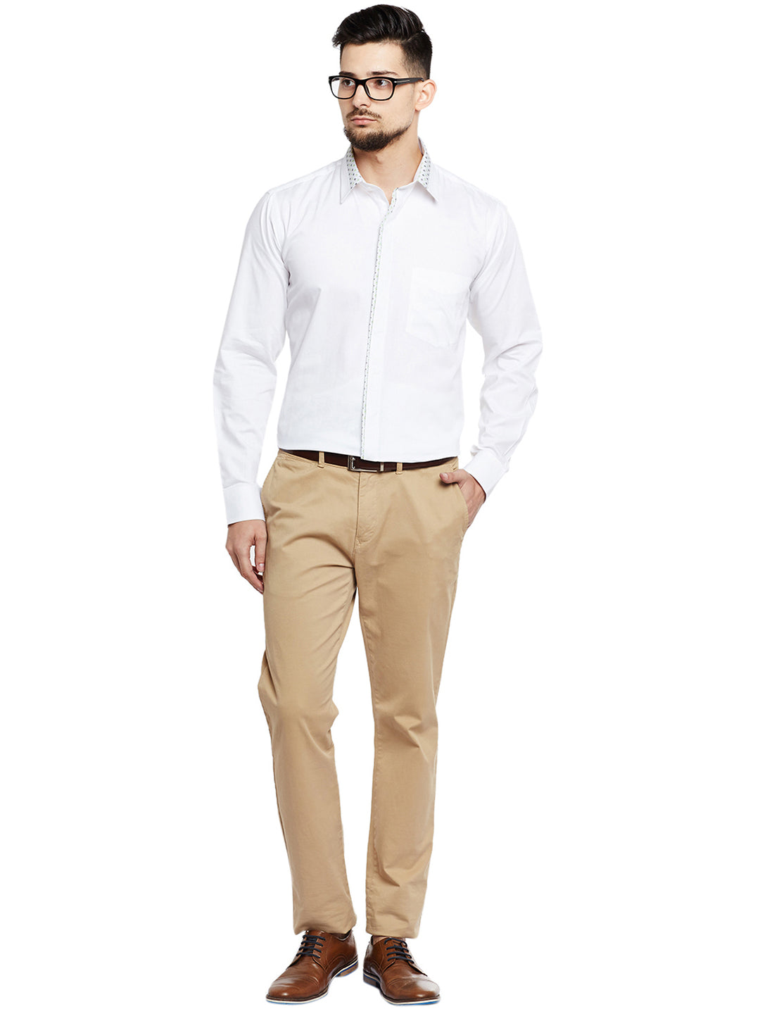 Men White Solid Pure Cotton Pure Cotton Slim Fit Party Wear Formal Shirt