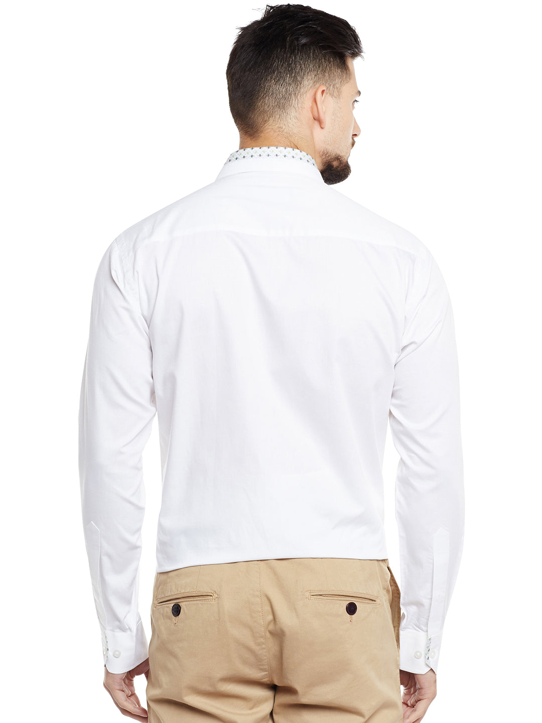 Men White Solid Pure Cotton Pure Cotton Slim Fit Party Wear Formal Shirt