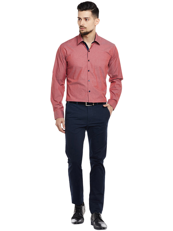 Men Red Solid Pure Cotton Pure Cotton Slim Fit Formal Shirt