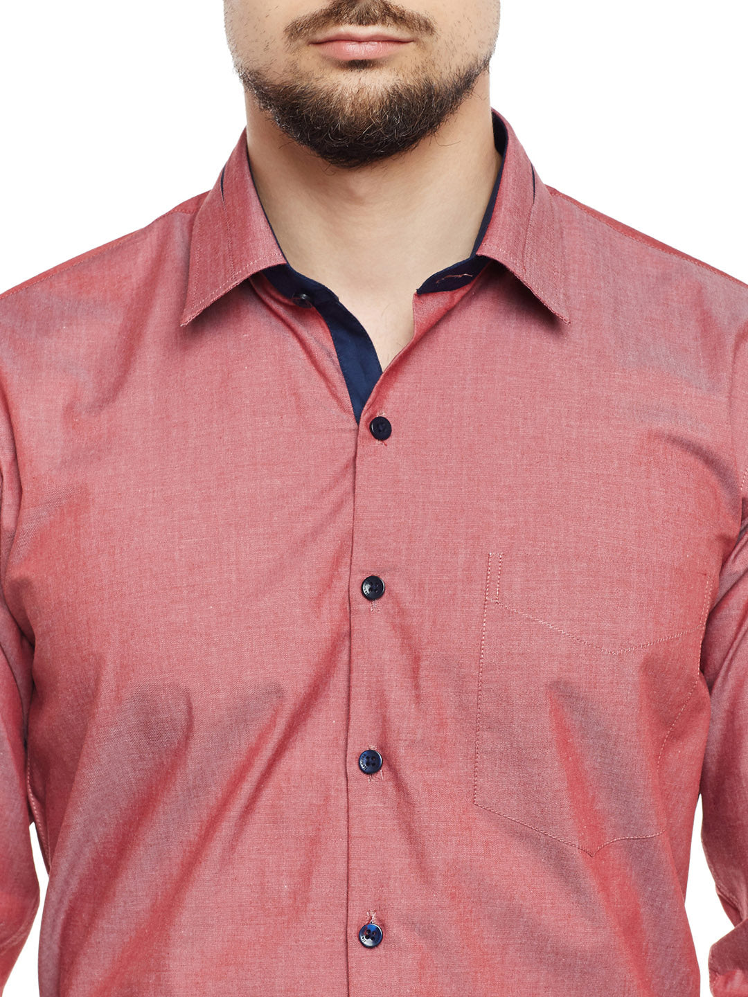 Men Red Solid Pure Cotton Pure Cotton Slim Fit Formal Shirt