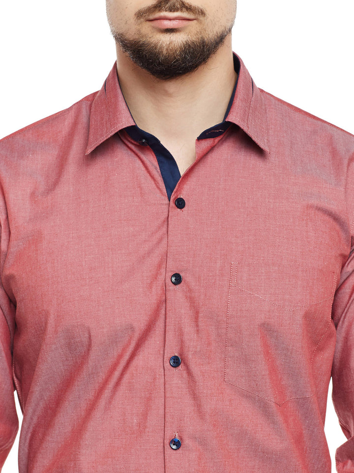 Men Red Solid Pure Cotton Pure Cotton Slim Fit Formal Shirt