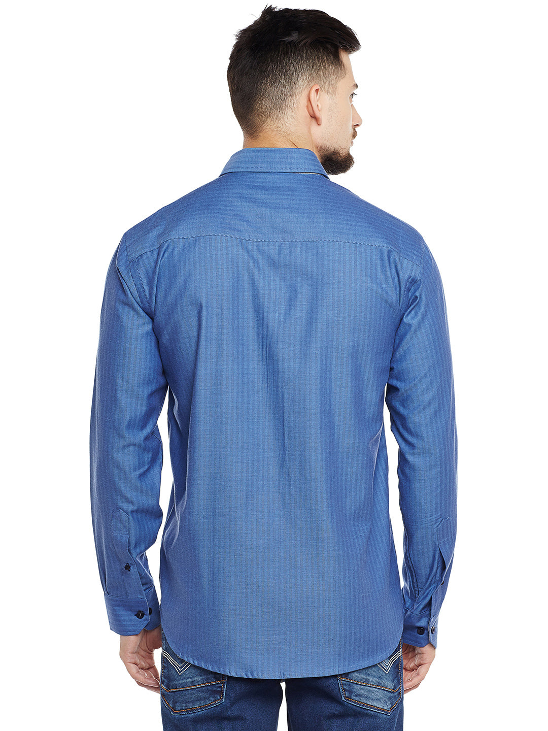 Men Turquoise Blue Solid Pure Cotton Pure Cotton Slim Fit Casual Shirt