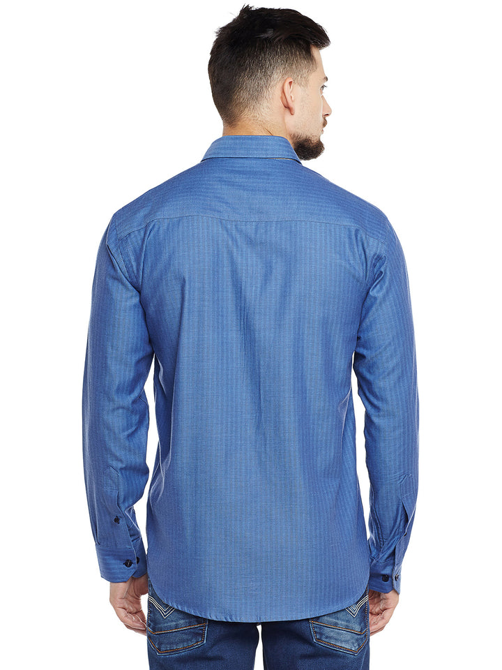 Men Turquoise Blue Solid Pure Cotton Pure Cotton Slim Fit Casual Shirt