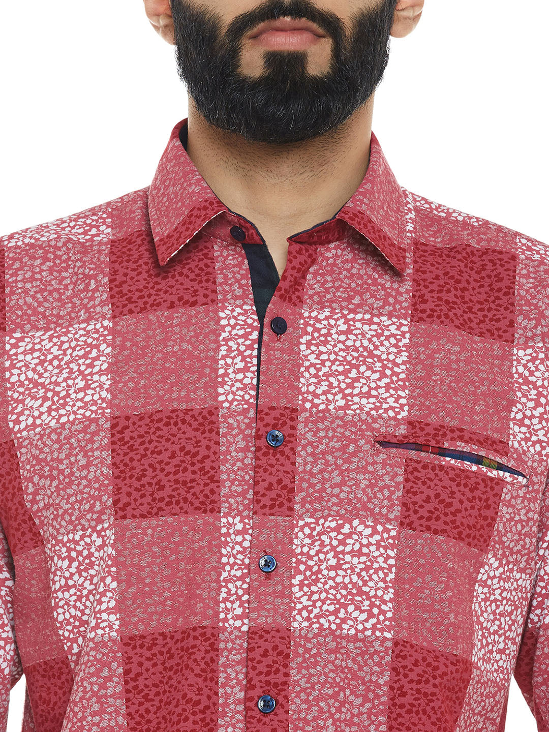 Men's  Pink Printed Slim Fit Pure Cotton Casual Shirt