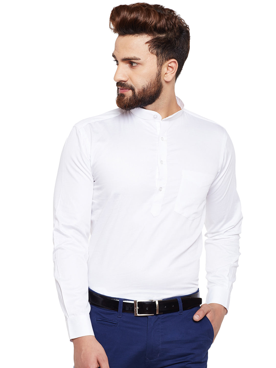 Men White Solid Pure Cotton Slim Fit Formal Shirt