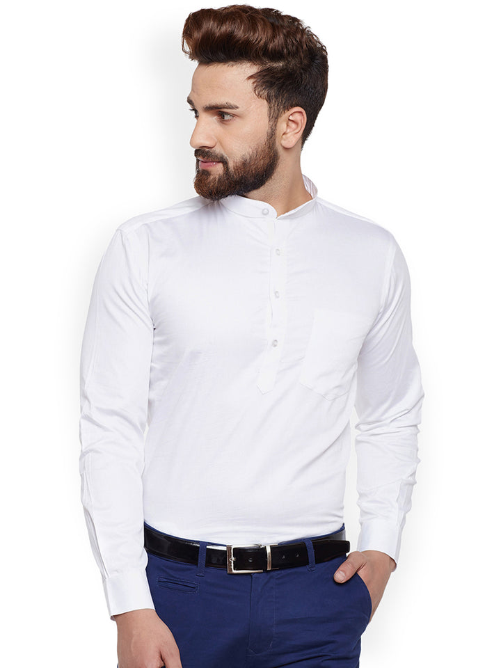 Men White  Solid Slim Fit Pure Cotton Formal Shirt