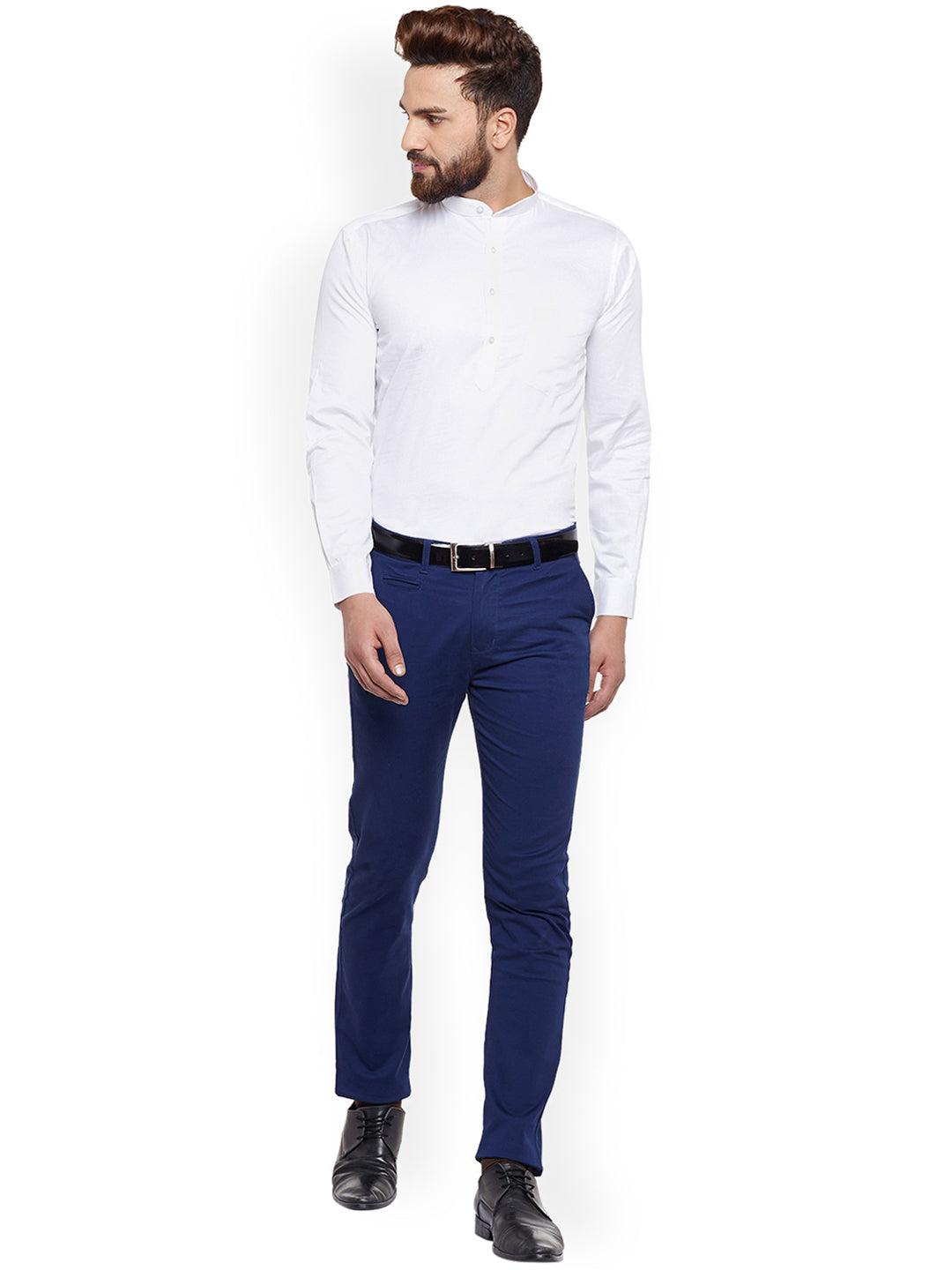 Men White  Solid Slim Fit Pure Cotton Formal Shirt