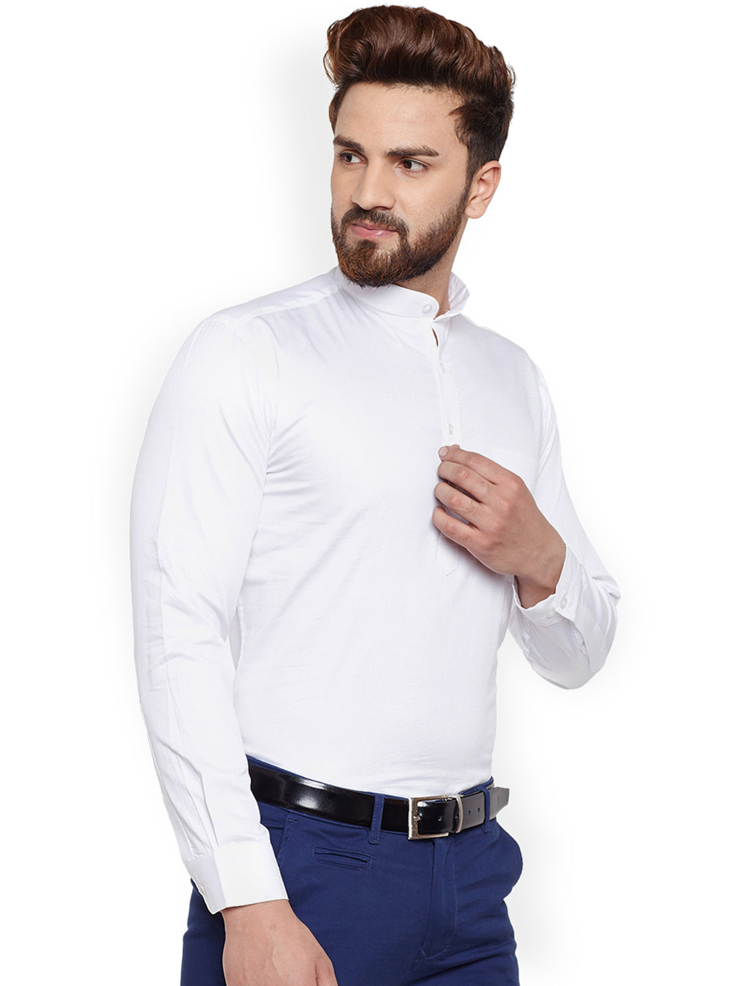 Men White  Solid Slim Fit Pure Cotton Formal Shirt