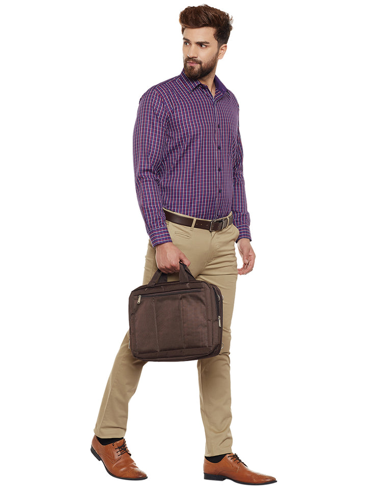 Men Navy Checked Slim Fit Formal Shirt