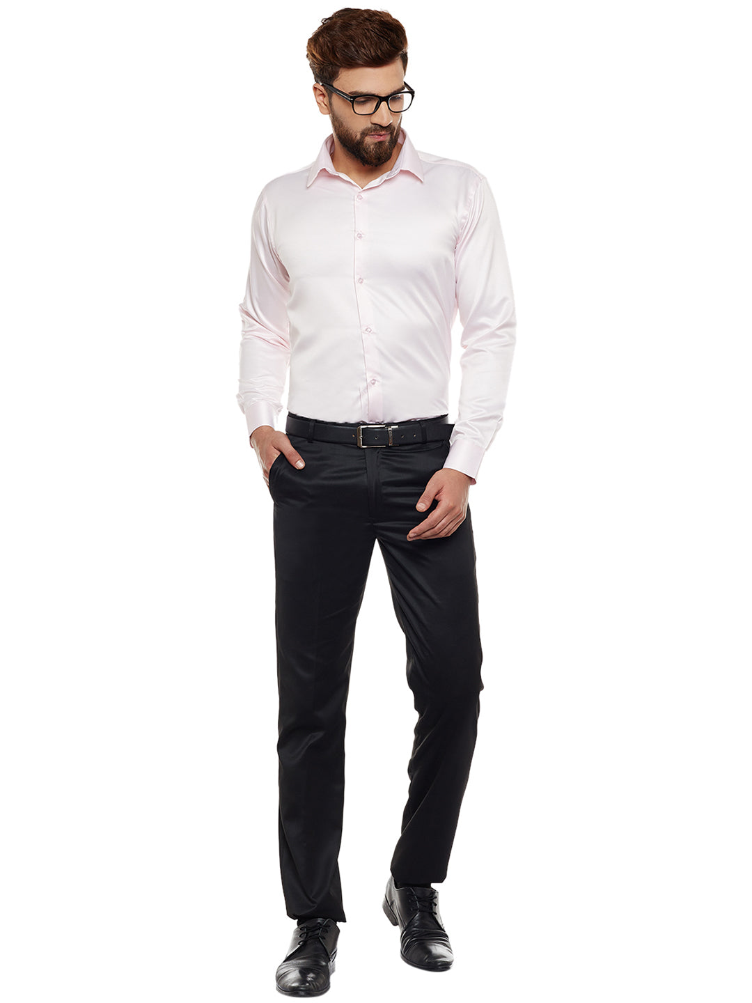 Men Pink Solid Party Wear Slim Fit Formal Shirt