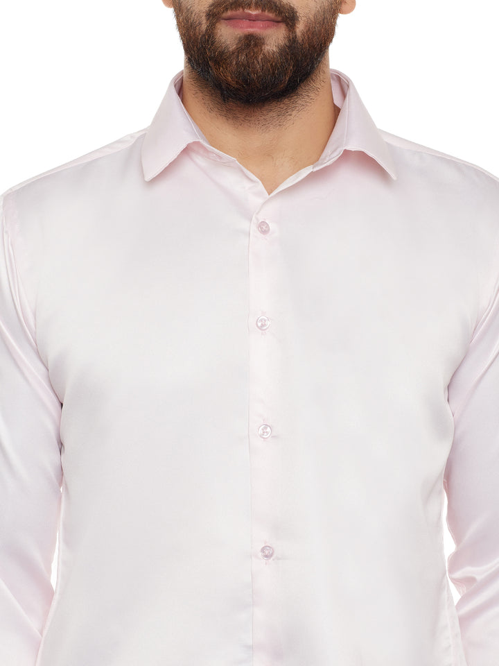 Men Pink Solid Party Wear Slim Fit Formal Shirt