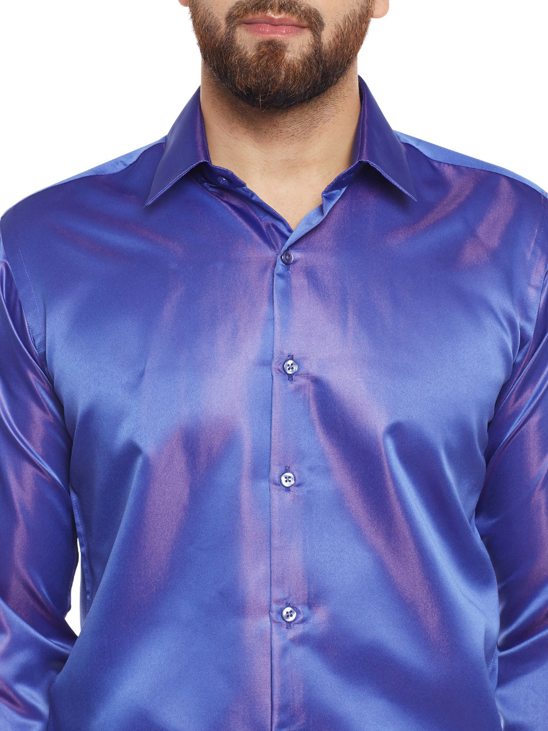 Men Royal Blue Solid Party Wear Slim Fit Formal Shirt