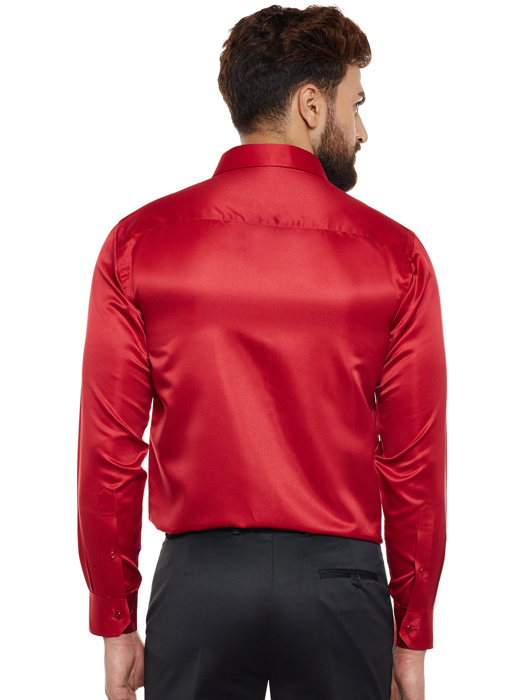 Men Red Solid Party Wear Slim Fit Formal Shirt