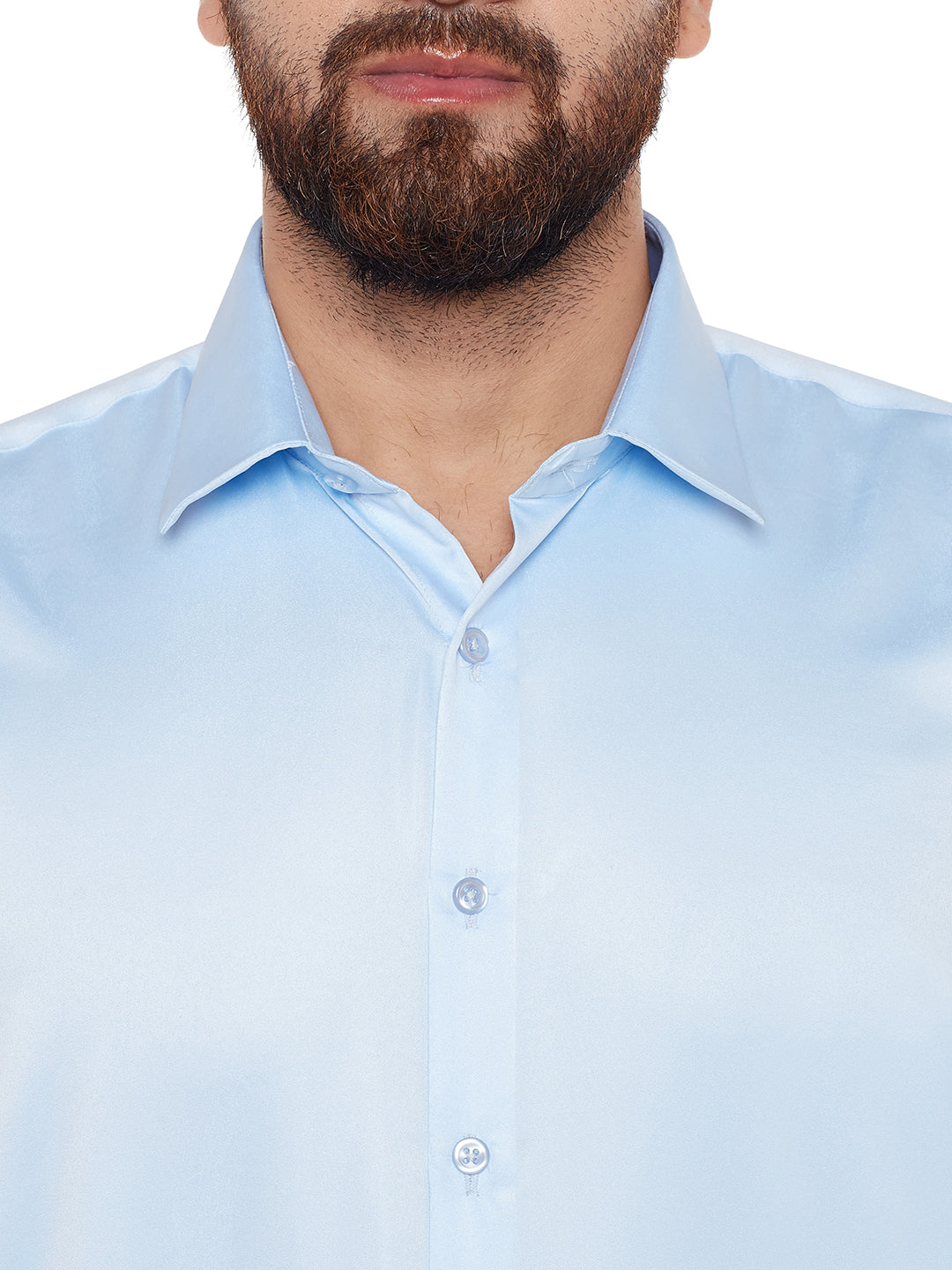 Men Sky Blue Solid Slim Fit Formal Shirt