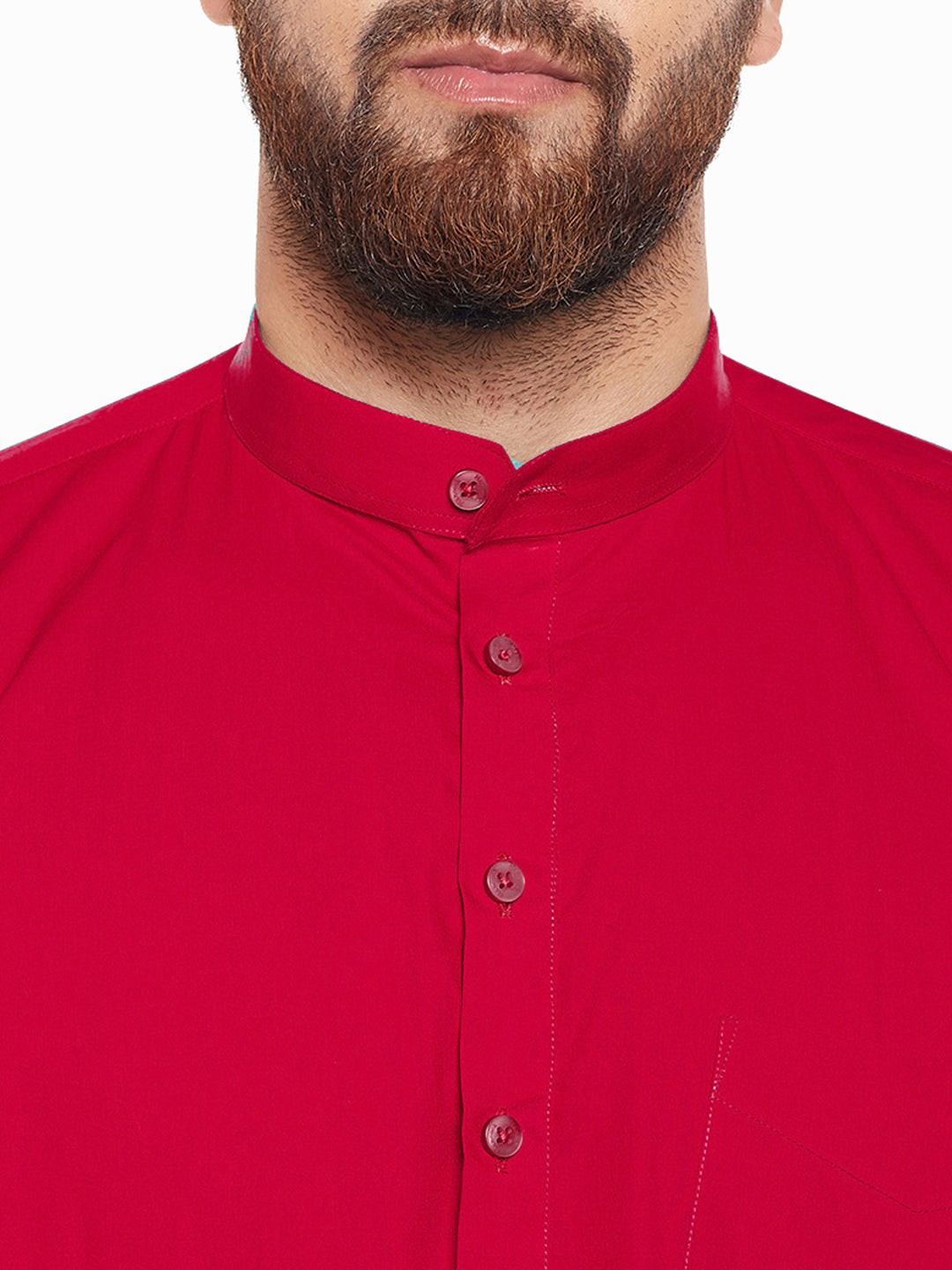 Men Red Solid Slim Fit Pure Cotton Formal Shirt