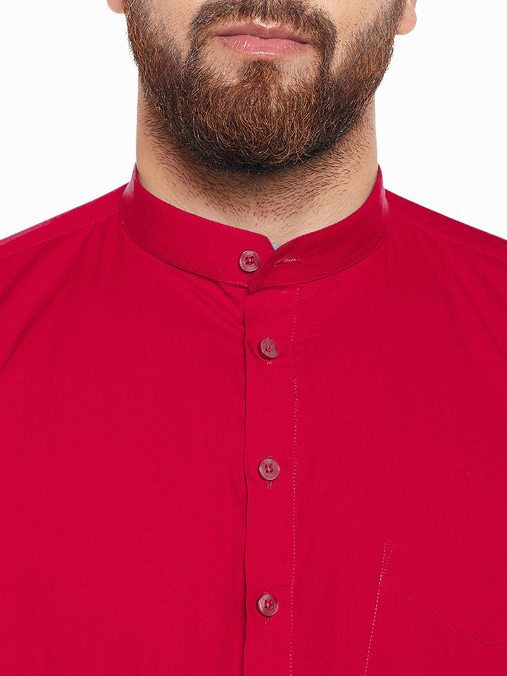 Men Red Solid Slim Fit Pure Cotton Formal Shirt