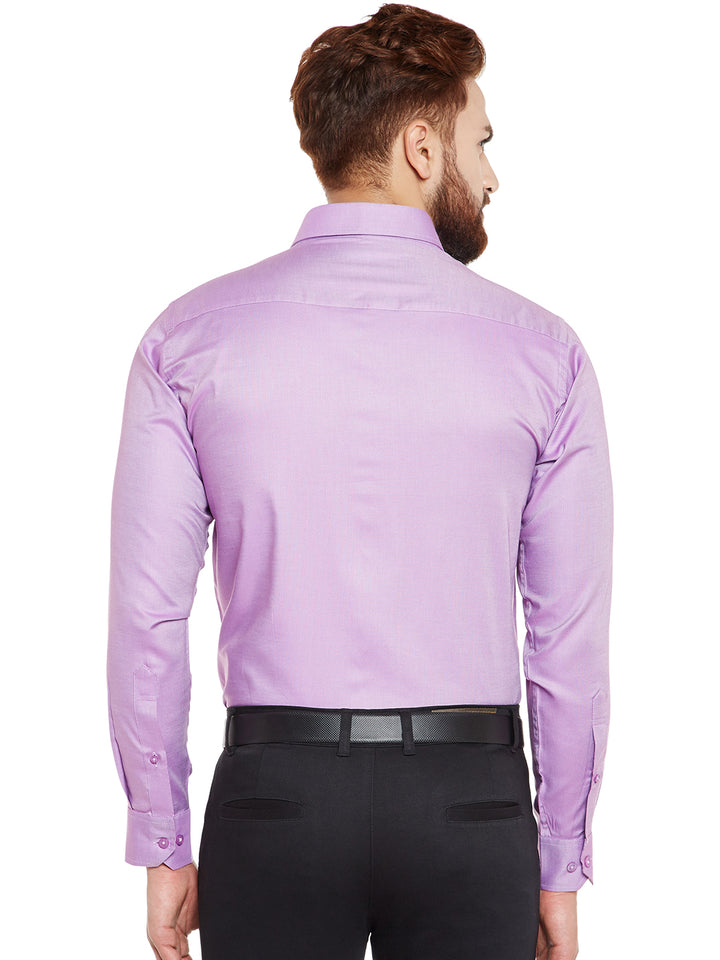 Men Purple Self Design Pure Cotton Slim Fit Formal Shirt