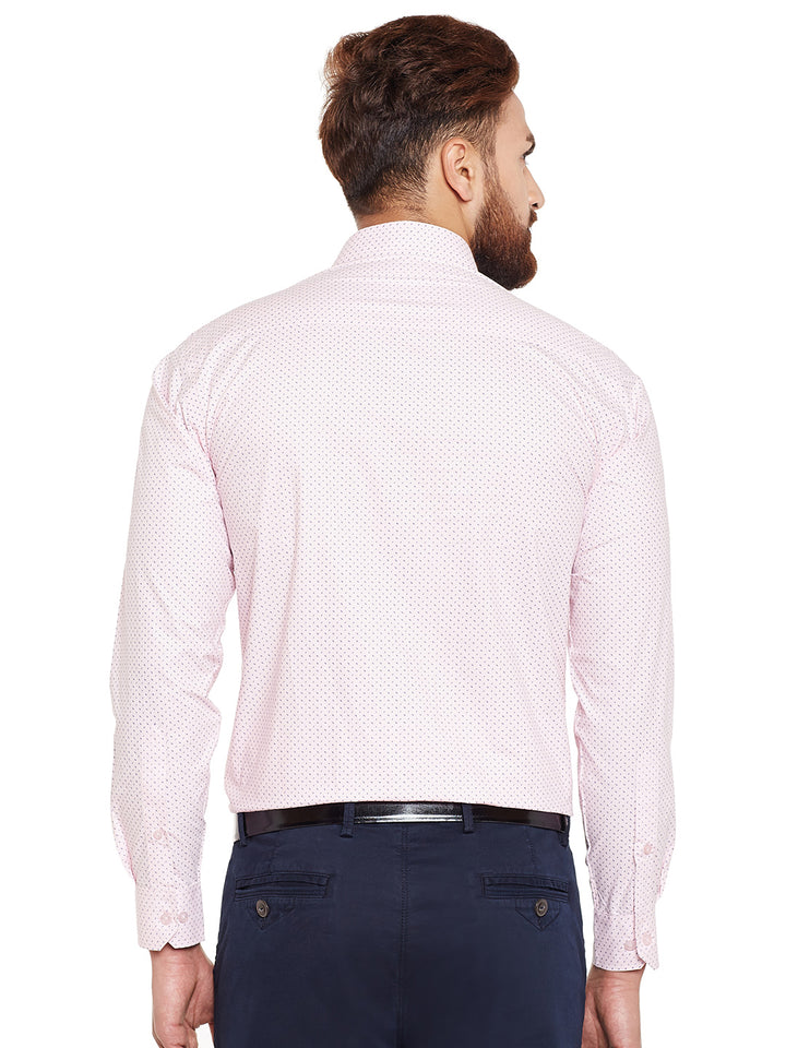 Men Pink Printed Pure Cotton Slim Fit Formal Shirt