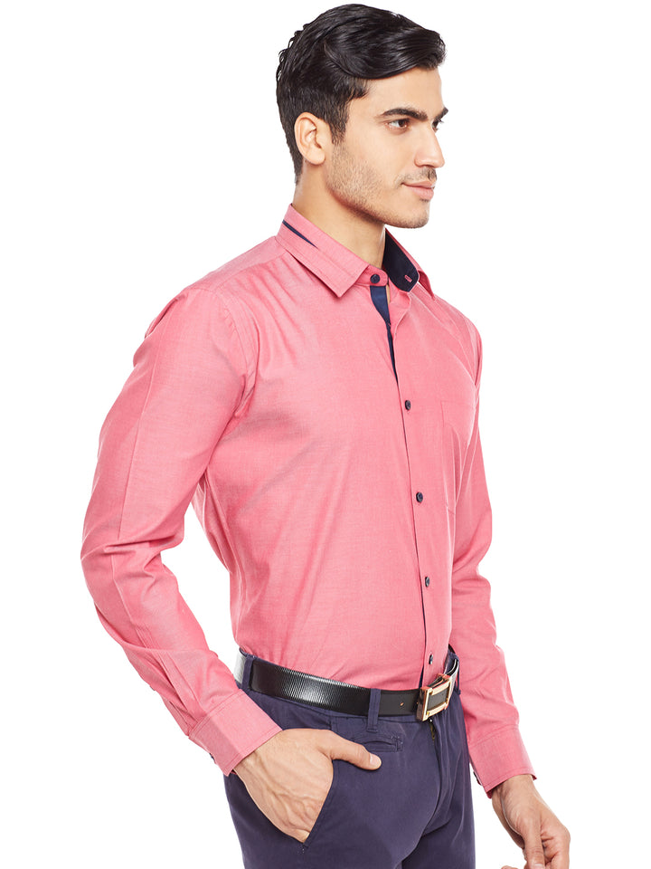 Men Red Solid Pure Cotton Slim Fit Formal Shirt