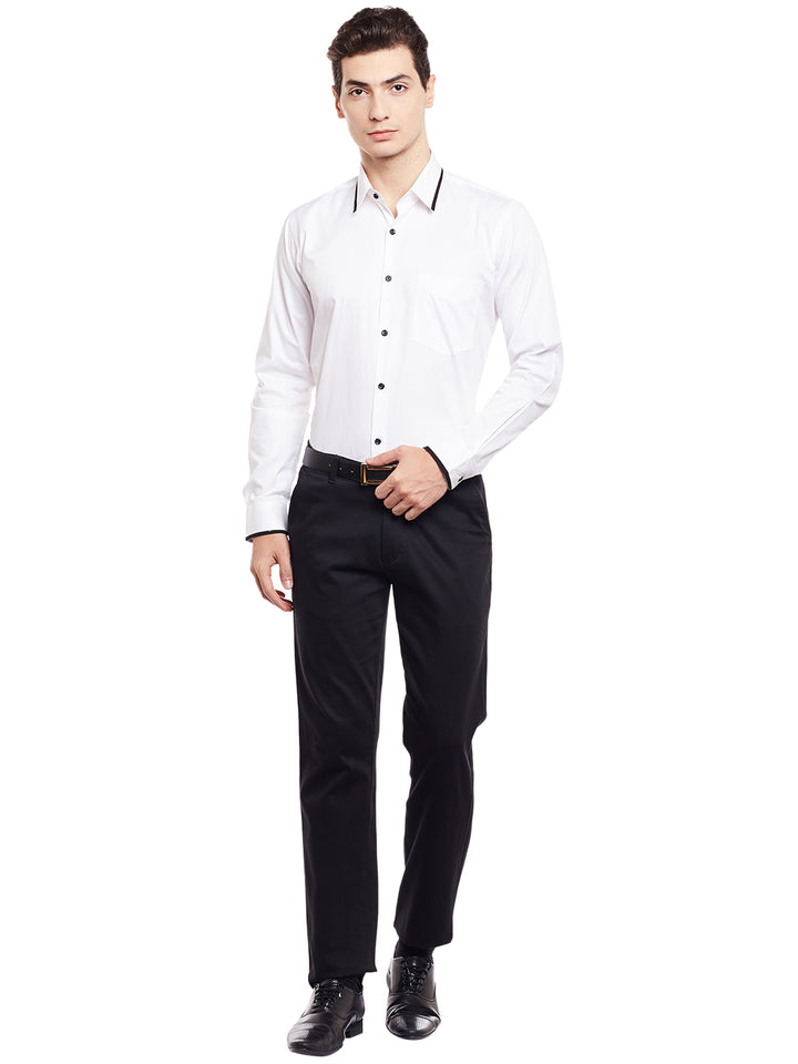 Men White Solid Pure Cotton Slim Fit Formal Shirt