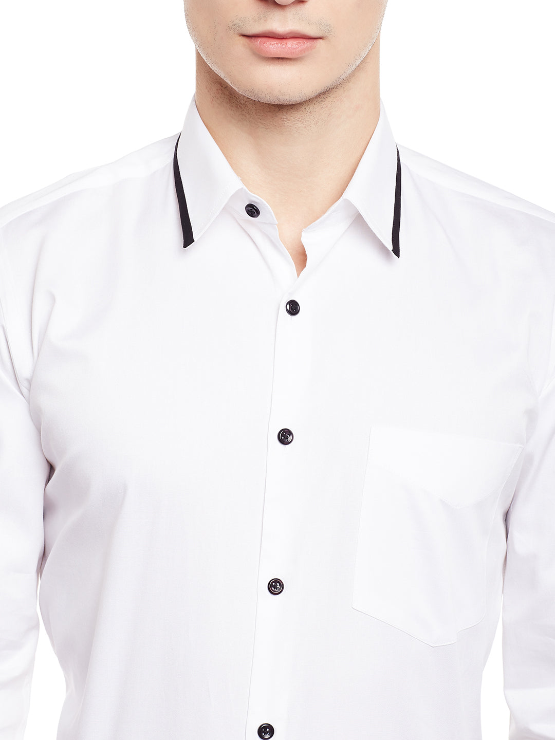 Men White Solid Pure Cotton Slim Fit Formal Shirt