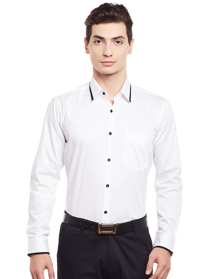 Men White Solid Pure Cotton Slim Fit Formal Shirt