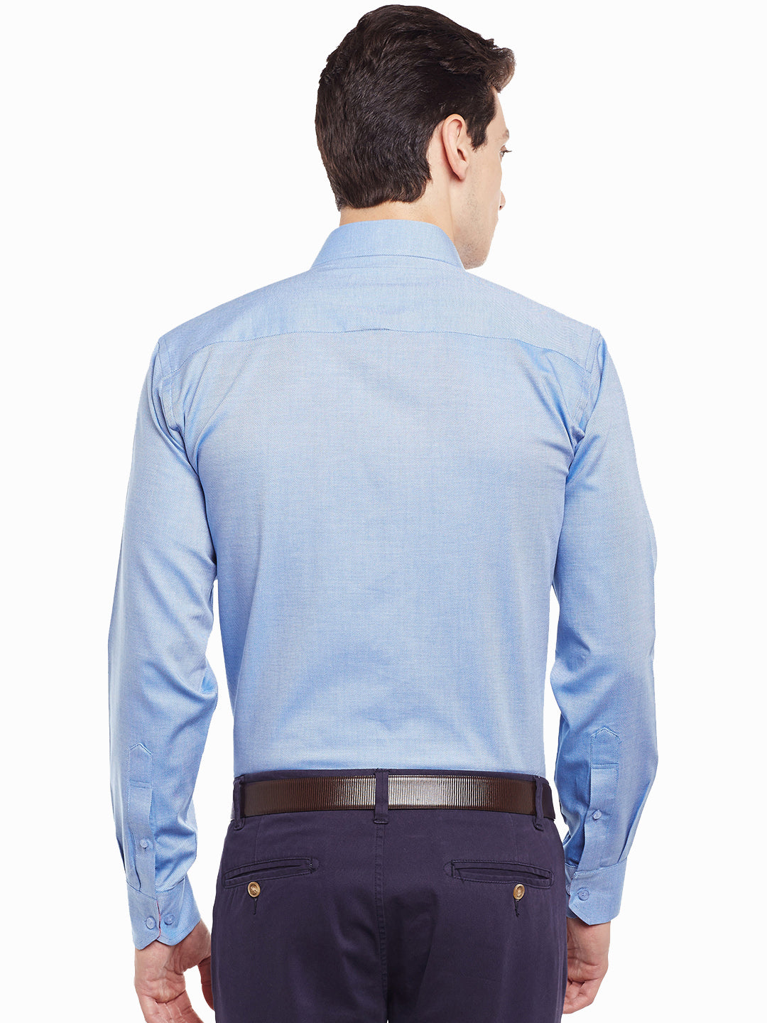 Men Blue Solid Pure Cotton Slim Fit Formal Shirt