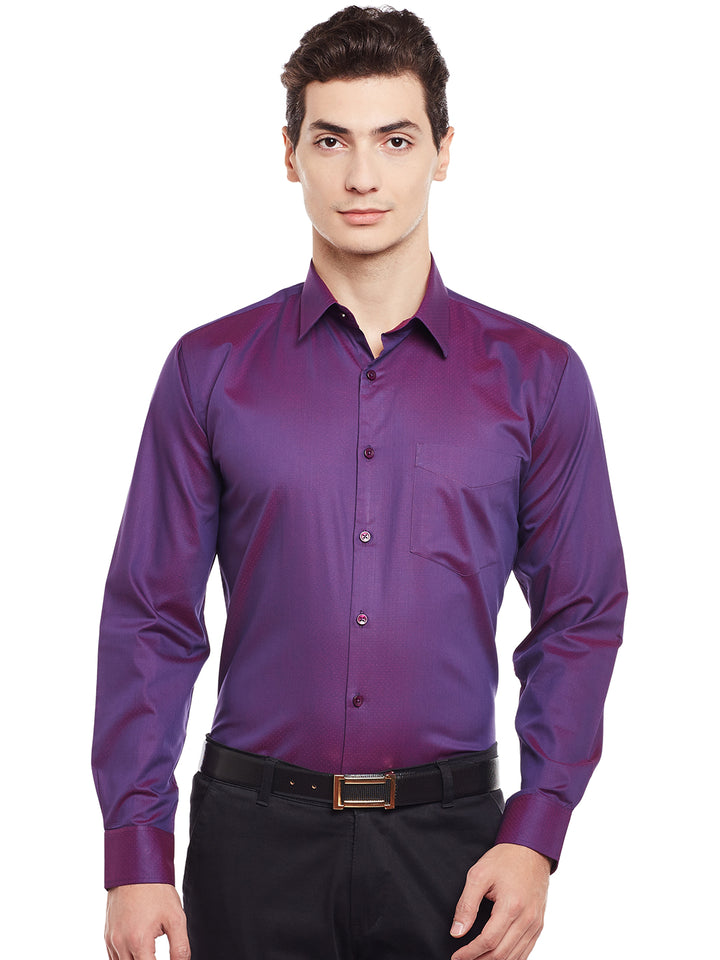 Men Wine Solid Pure Cotton Slim Fit Formal Shirt