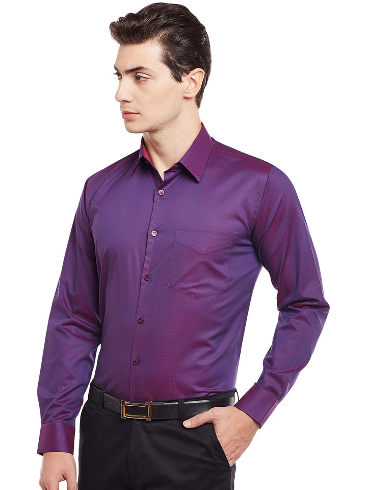 Men Wine Solid Pure Cotton Slim Fit Formal Shirt