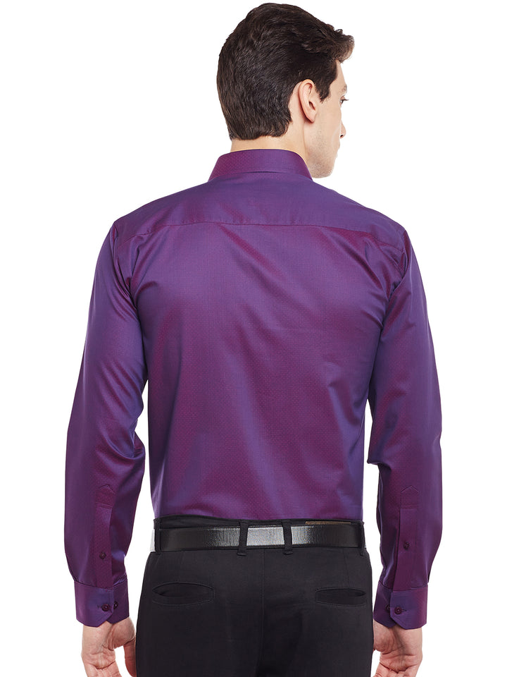 Men Wine Solid Pure Cotton Slim Fit Formal Shirt