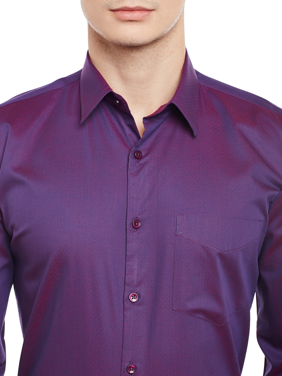 Men Wine Solid Pure Cotton Slim Fit Formal Shirt