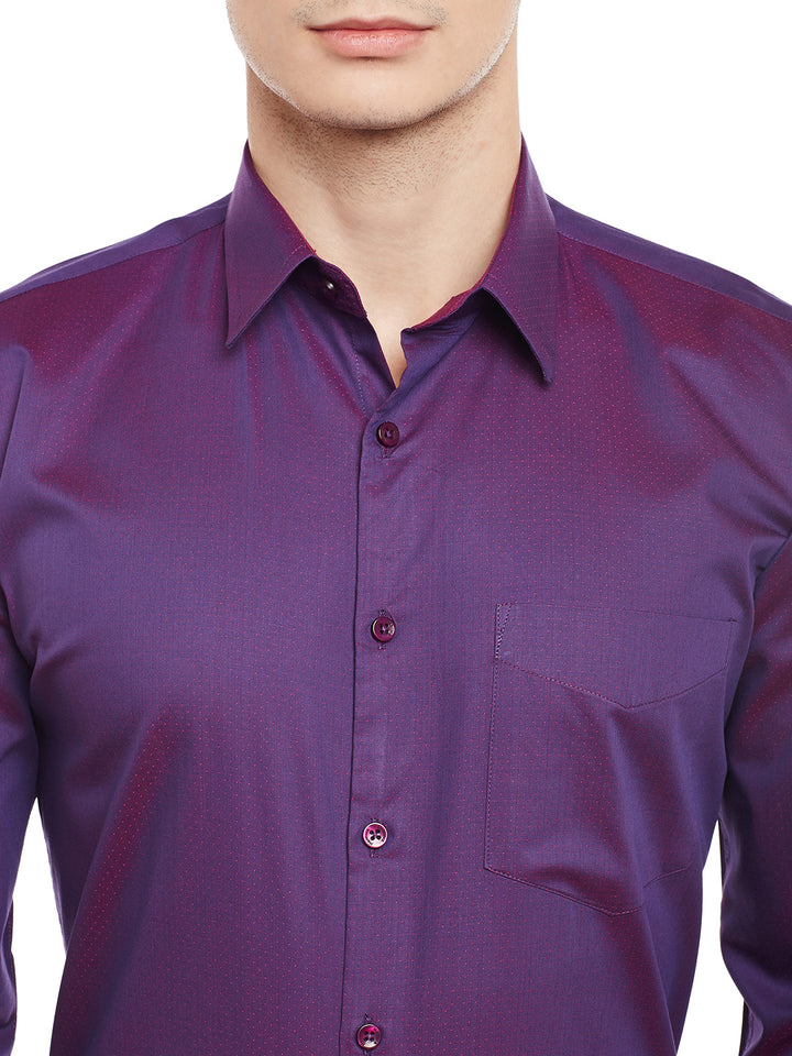 Men Wine Solid Pure Cotton Slim Fit Formal Shirt