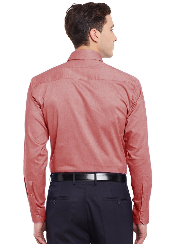 Men Red Solid Slim Fit Pure Cotton Formal Shirt