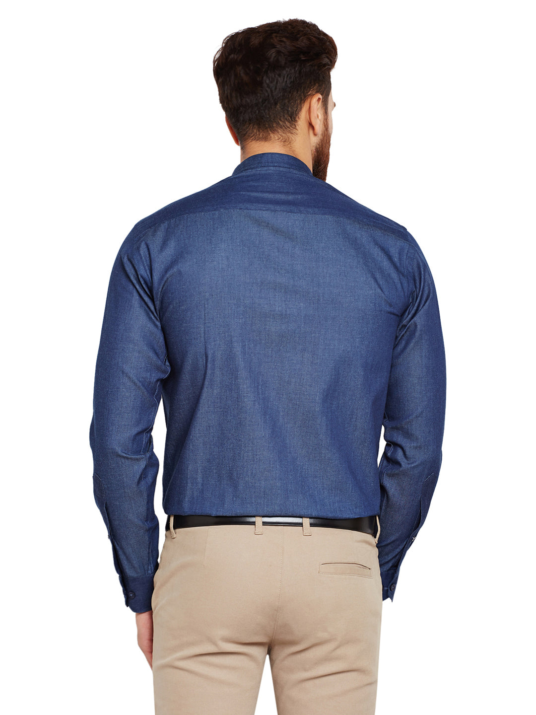 Men Navy Blue Solid Slim Fit Pure Cotton Formal Shirt