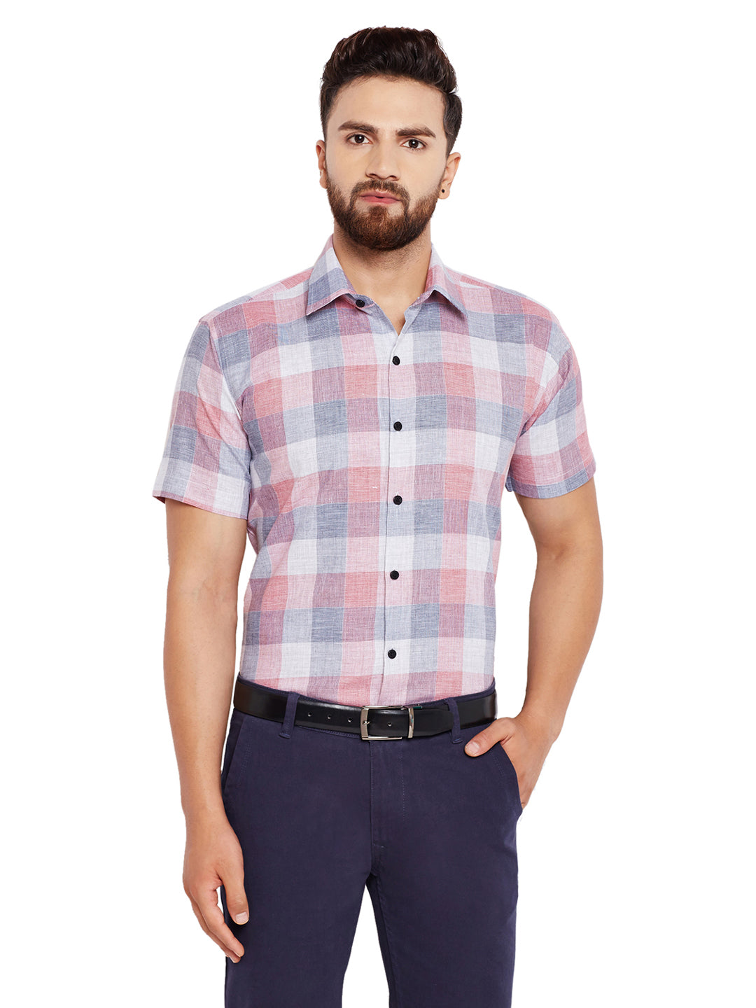Men Red Checks Pure Cotton Slim Fit Formal Shirt
