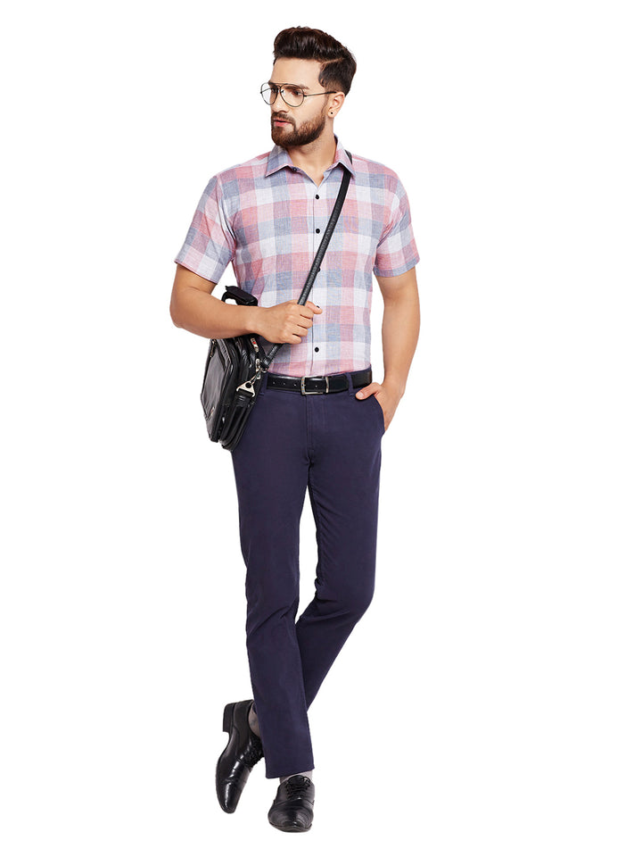 Men Red Checks Pure Cotton Slim Fit Formal Shirt