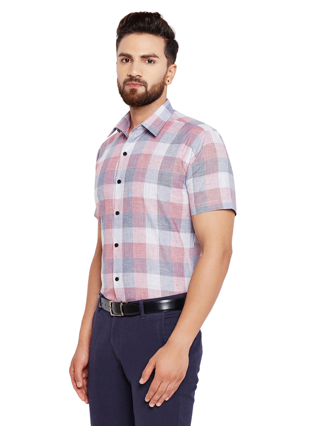 Men Red Checks Pure Cotton Slim Fit Formal Shirt