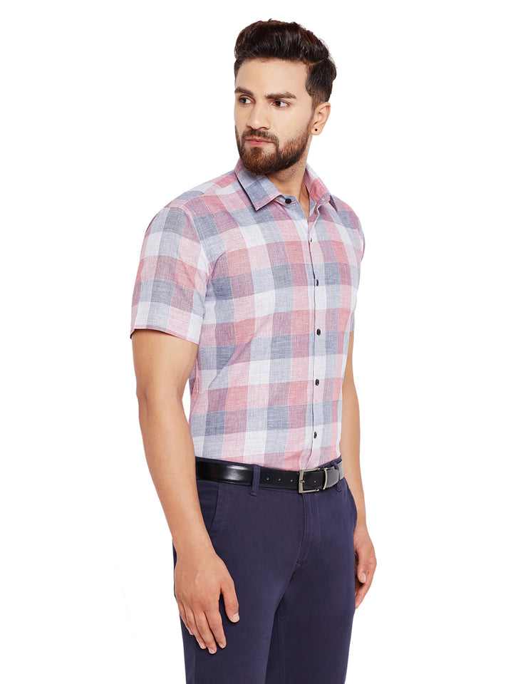 Men Red Checks Pure Cotton Slim Fit Formal Shirt
