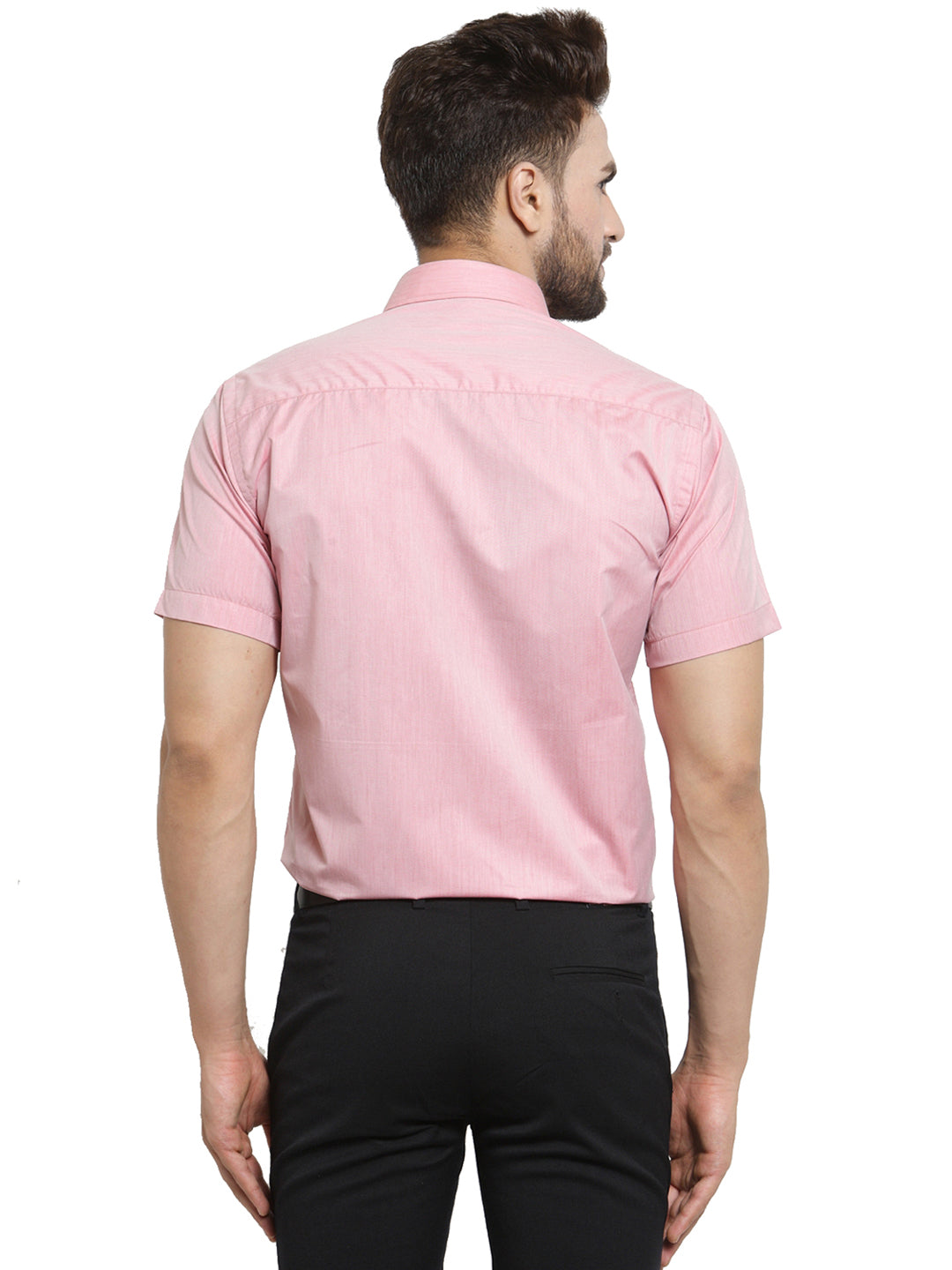 Men Coral Solid Slim Fit Cotton Rich Formal Shirt