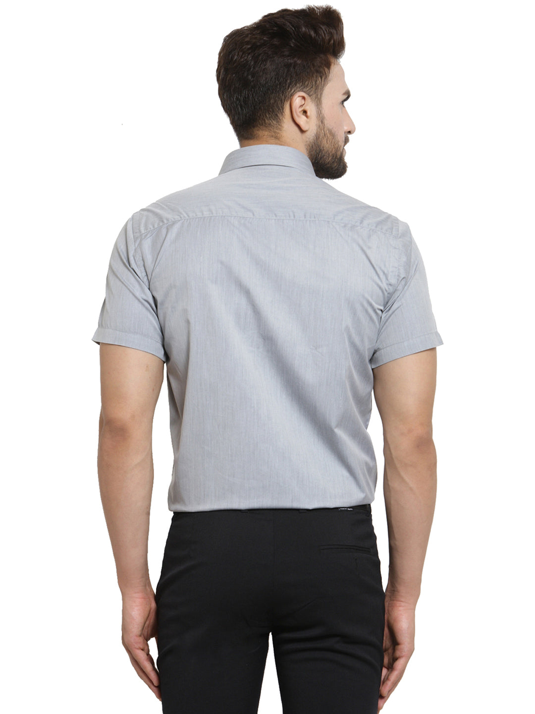 Men Grey Solid Slim Fit Cotton Rich Formal Shirt