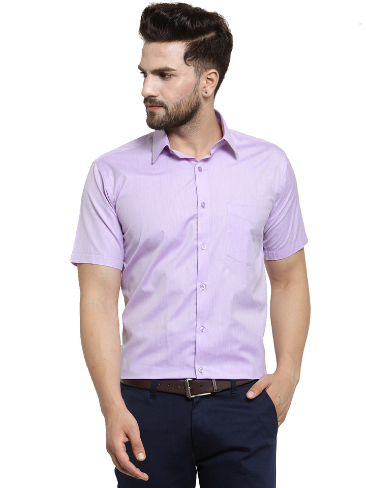 Men Purple Solid Slim Fit Cotton Rich Formal Shirt