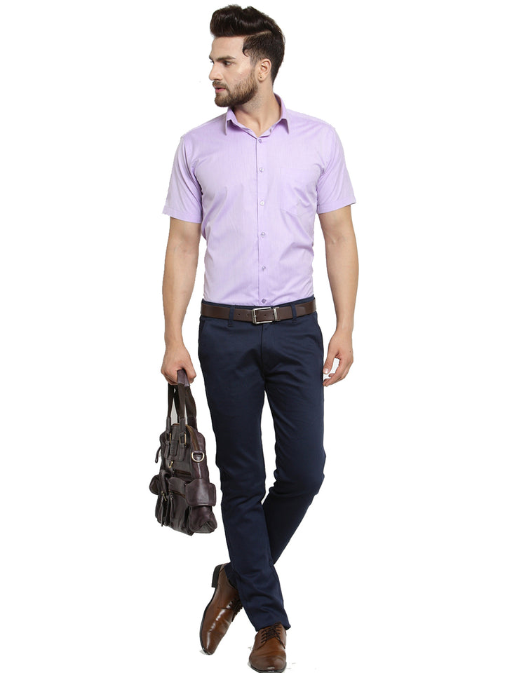 Men Purple Solid Slim Fit Cotton Rich Formal Shirt