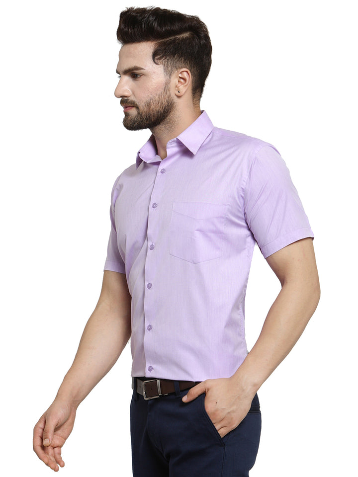 Men Purple Solid Slim Fit Cotton Rich Formal Shirt
