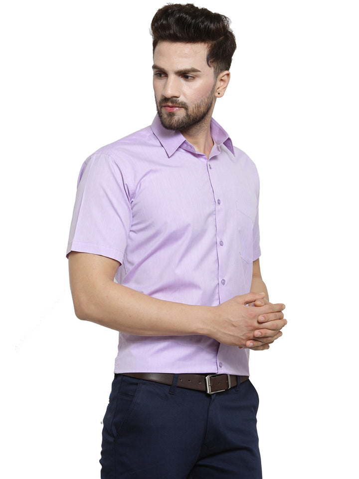 Men Purple Solid Slim Fit Cotton Rich Formal Shirt