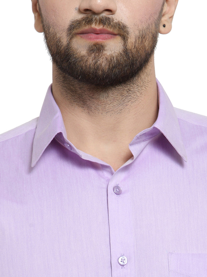 Men Purple Solid Slim Fit Cotton Rich Formal Shirt