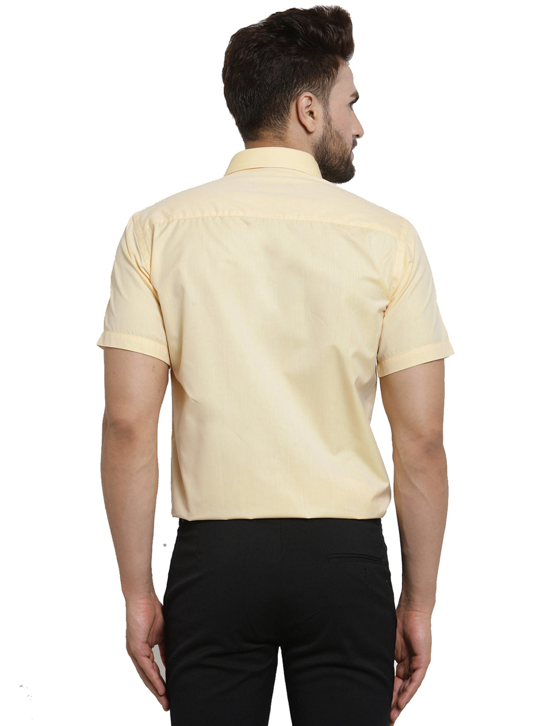 Men  Yellow Solid Slim Fit Cotton Rich Formal Shirt